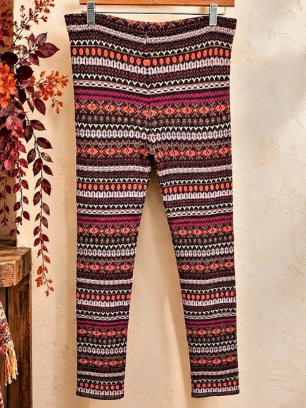 Free People Fair Isle Nordic Wool Blend Knit Leggings Large- 17” Waist